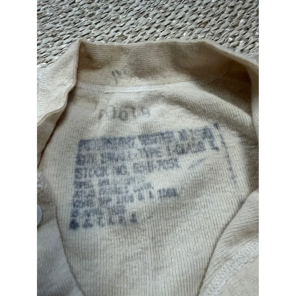 Vintage Military Thermal Long Underwear Set Henley Top Bottoms Cream Korea wool
